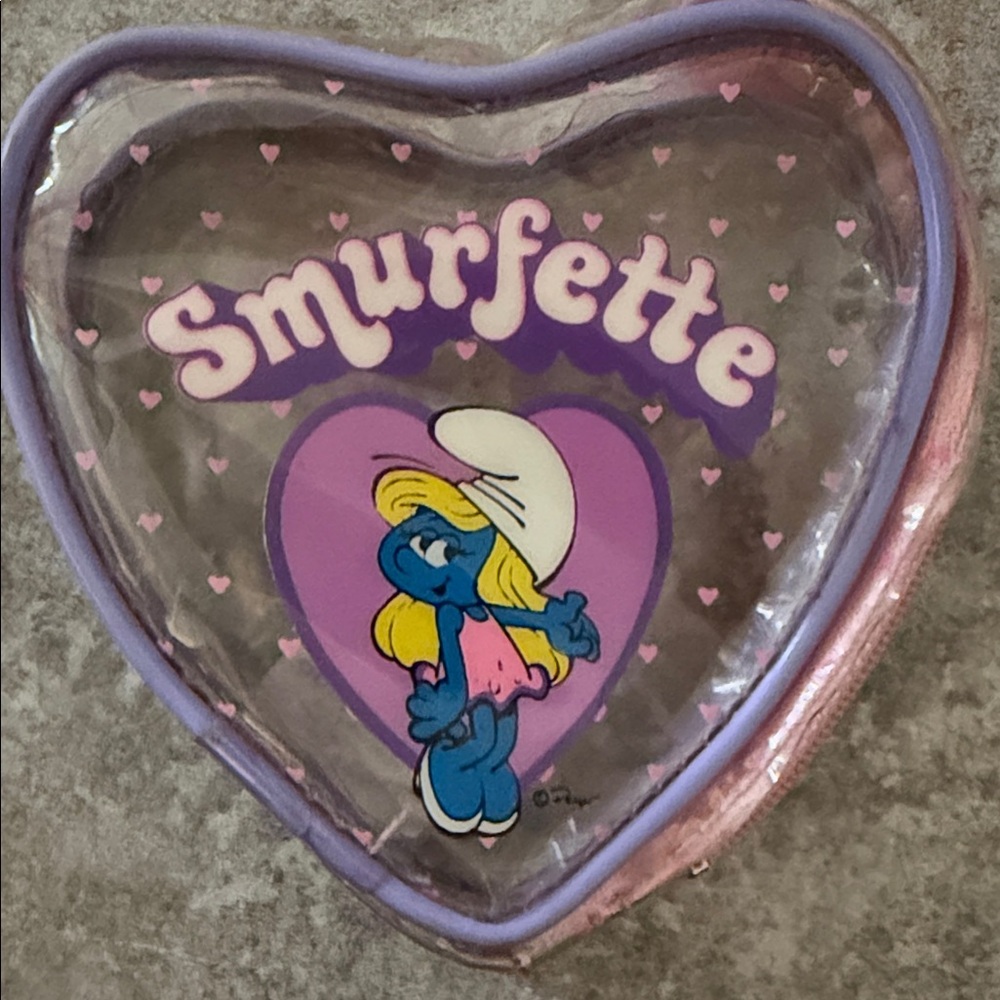 Vintage 1984 Smurfette Heart Coin Purse